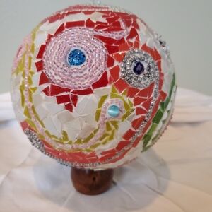 Mosaic Tile, Glass And Bead Decorative Ball